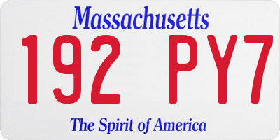 MA license plate 192PY7