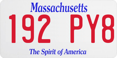 MA license plate 192PY8