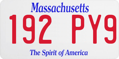 MA license plate 192PY9