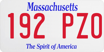 MA license plate 192PZ0