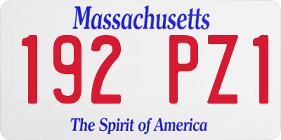 MA license plate 192PZ1
