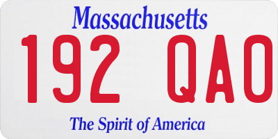 MA license plate 192QA0
