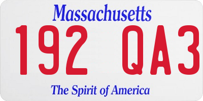 MA license plate 192QA3