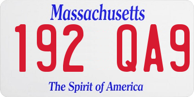 MA license plate 192QA9