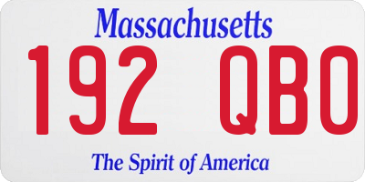 MA license plate 192QB0
