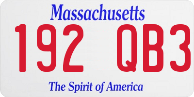 MA license plate 192QB3