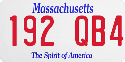 MA license plate 192QB4