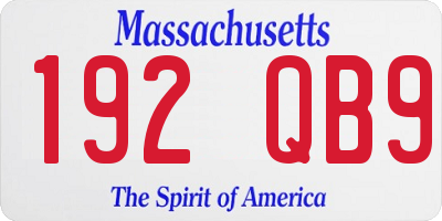 MA license plate 192QB9