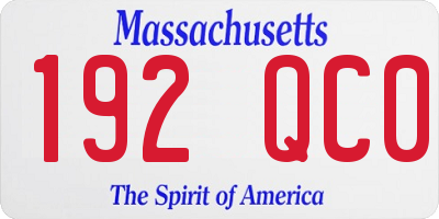 MA license plate 192QC0