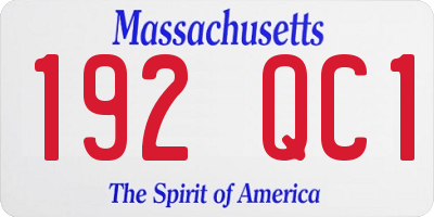 MA license plate 192QC1