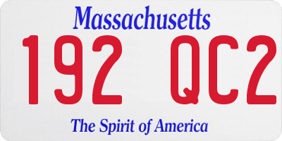 MA license plate 192QC2