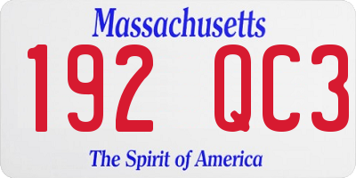 MA license plate 192QC3