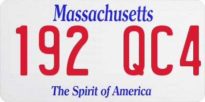 MA license plate 192QC4