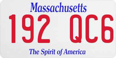 MA license plate 192QC6