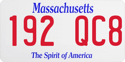 MA license plate 192QC8