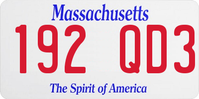 MA license plate 192QD3