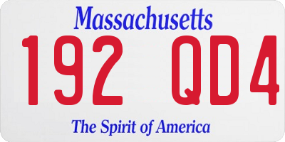 MA license plate 192QD4