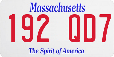MA license plate 192QD7