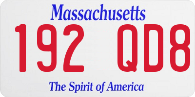 MA license plate 192QD8
