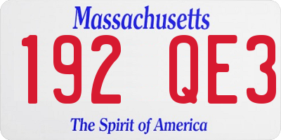 MA license plate 192QE3