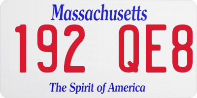 MA license plate 192QE8