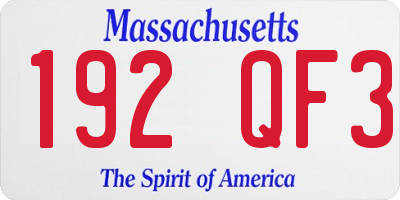 MA license plate 192QF3