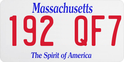 MA license plate 192QF7