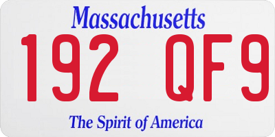 MA license plate 192QF9