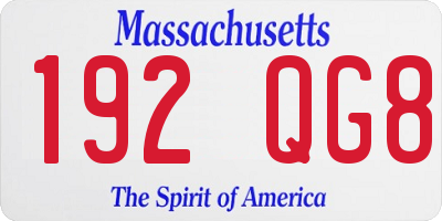 MA license plate 192QG8