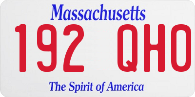 MA license plate 192QH0
