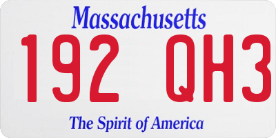MA license plate 192QH3