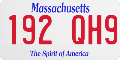 MA license plate 192QH9