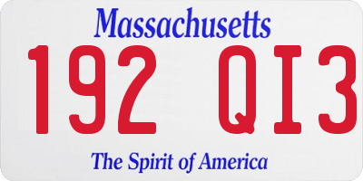 MA license plate 192QI3