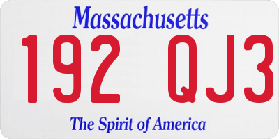 MA license plate 192QJ3