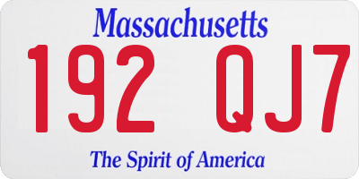 MA license plate 192QJ7