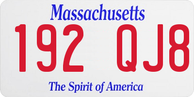 MA license plate 192QJ8