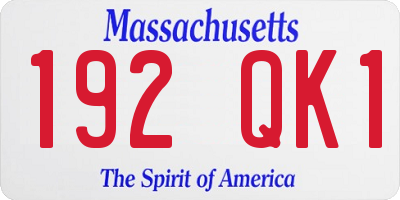 MA license plate 192QK1