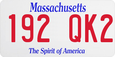 MA license plate 192QK2
