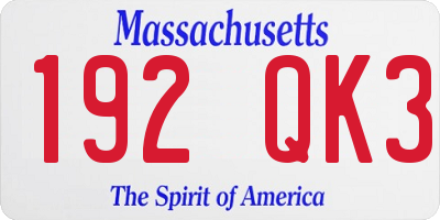 MA license plate 192QK3