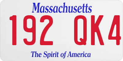 MA license plate 192QK4