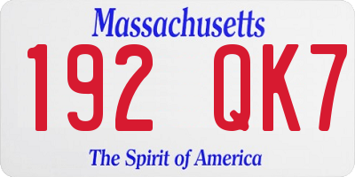 MA license plate 192QK7