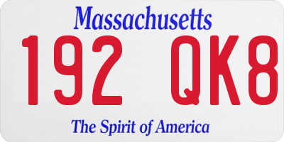 MA license plate 192QK8