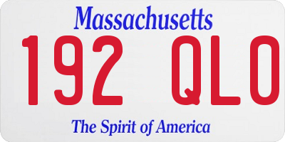 MA license plate 192QL0