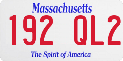 MA license plate 192QL2