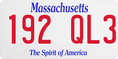 MA license plate 192QL3