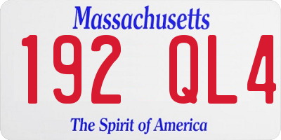 MA license plate 192QL4