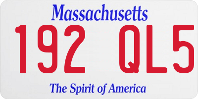 MA license plate 192QL5