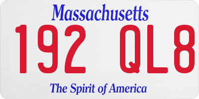 MA license plate 192QL8