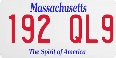 MA license plate 192QL9