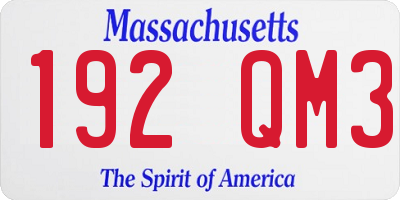 MA license plate 192QM3